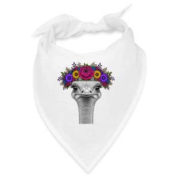 Strauß mit buntem Blumenkranz - Bandana - Weiß - Vorne