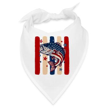 12-1Über patriotische Barschfische, gestreift am 4. Juli PNG - Bandana - Weiß - Vorne