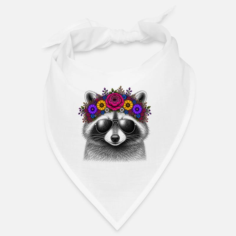 Waschbär Blütenkrone Sonnenbrille Bandana