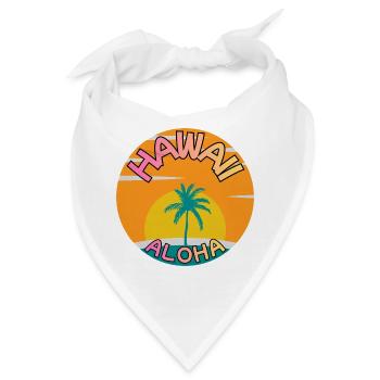 Hawaii Aloha Sonnenuntergang mit Palme - Bandana - Weiß - Vorne