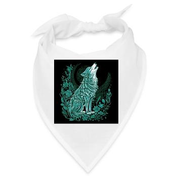 Mondwolf Linienstil mit Flora - Bandana - Weiß - Vorne
