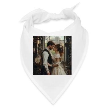 Steampunk Romantik: Liebespaar im Labor - Bandana - Weiß - Vorne