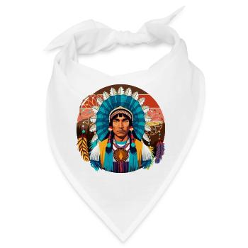 Mächtiges Porträt des indianischen Häuptlings - Bandana - Weiß - Vorne