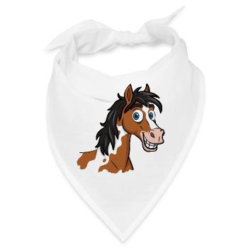 Eine Karikaturzeichnung eines lächelnden Abaco-Pferdes - Bandana - Weiß - Vorne