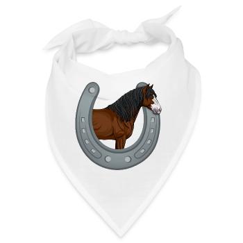 Der Kopf des Abaco-Pferdes im Hufeisen - Bandana - Weiß - Vorne