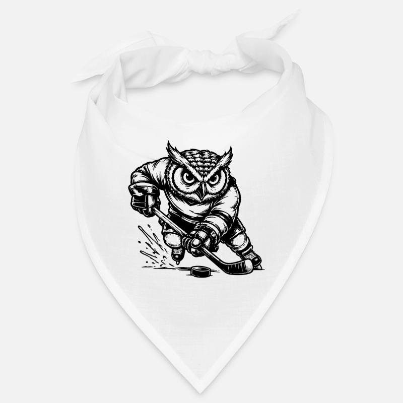 Eishockey Eule Spieler mit Puck Ausmalbild Bandana