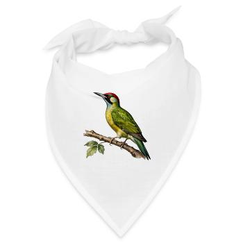 Grüner Specht — Vintage-ornithologische Illustration - Bandana - Weiß - Vorne