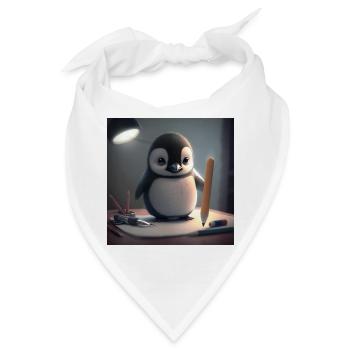 Pinguin Künstler am Tisch - Bandana - Weiß - Vorne