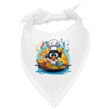 Pinguin Chef im Flammenofen - Bandana - Weiß - Vorne