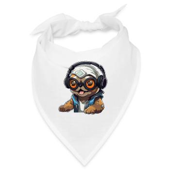 Gamer-Panda mit Headset - Bandana - Weiß - Vorne