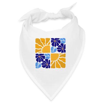 70s Retro Blumen & Sonne Design - Bandana - Weiß - Vorne
