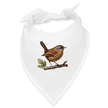 Wren — ornithologische Illustration - Bandana - Weiß - Vorne