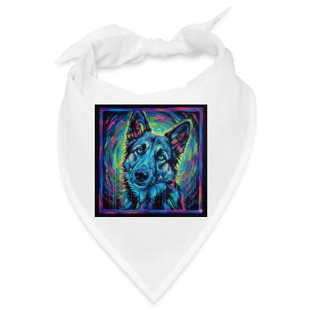 Neon-Wolfsblick - Bandana - Weiß - Vorne