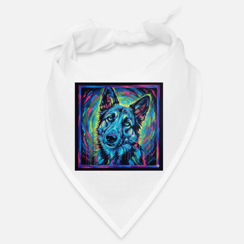 Neon-Wolfsblick - Bandana - Weiß
