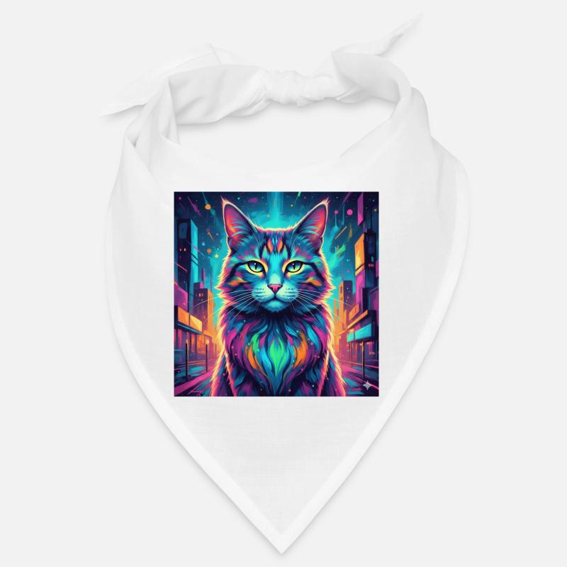 Chat néon - Bandana - blanc