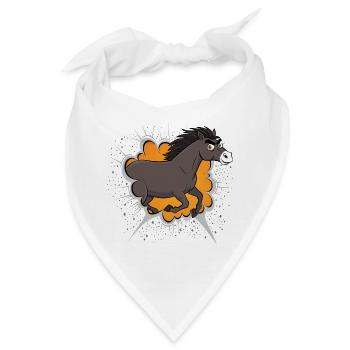 Eine Karikatur eines galoppierenden Abaga-Pferdes - Bandana - Weiß - Vorne