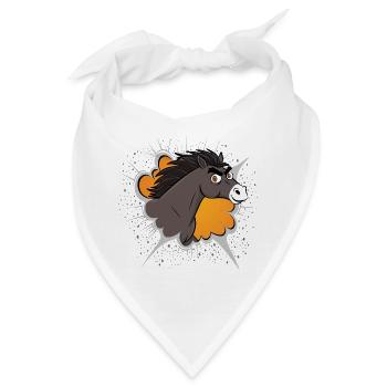Die Karikatur des Kopfes eines Abaga-Pferdes - Bandana - Weiß - Vorne