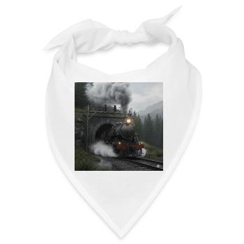 Dampfzug durch den Wald am Tunnel - Bandana - Weiß - Vorne