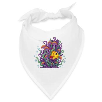Bunter Fisch im Meereswald - Bandana - Weiß - Vorne