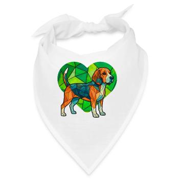 Vintage-Beagle-Dog-Kunst Retro-Elementar-Volksdruck - Bandana - Weiß - Vorne