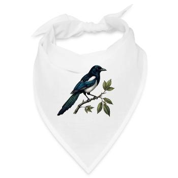 Elster "Pica pica" — ornithologische Gravur - Bandana - Weiß - Vorne