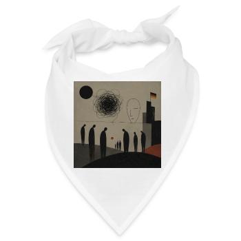 Abstrakte Silhouetten über Stadthorizont - Bandana - Weiß - Vorne