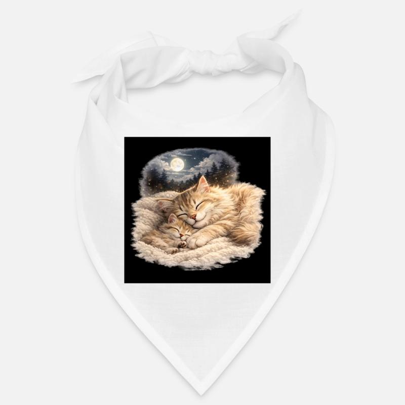 Mama-Katze schläft mit ihrem Kind Bandana
