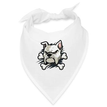 Wütende Bulldogge mit Knochen - Bandana - Weiß - Vorne