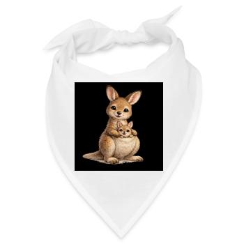 Mutter Känguru mit ihrem Baby - Bandana - Weiß - Vorne