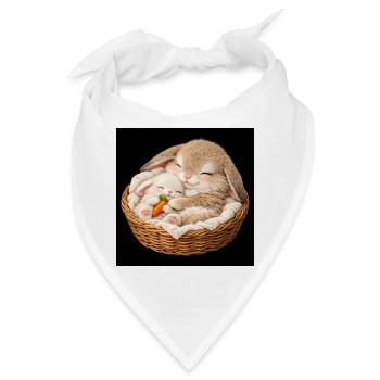 Mama Hase schläft mit ihrem Baby - Bandana - Weiß - Vorne