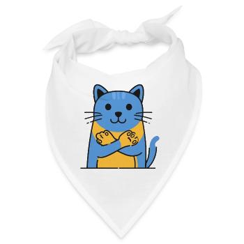 Blauer Katzenfreund Umarmte Pfoten - Bandana - Weiß - Vorne