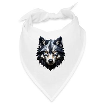 Geometrischer Wolfkopf - Bandana - Weiß - Vorne