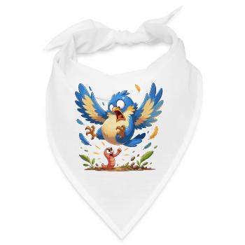 Kunterbunter Vogel gegen Wurm - Bandana - Weiß - Vorne