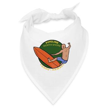 Pipeline Oahu Hawaii North Shore Retro Travel Surf - Bandana - Weiß - Vorne
