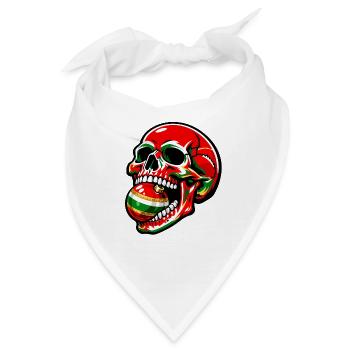 Schädel beißt in Weihnachtskugel - Bandana - Weiß - Vorne