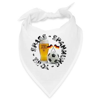 Fußball und Bier – Darum sind wir hier! Fan Shirt - Bandana - Weiß - Vorne