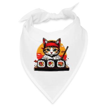 Sushi Katze Kopfband - Bandana - Weiß - Vorne