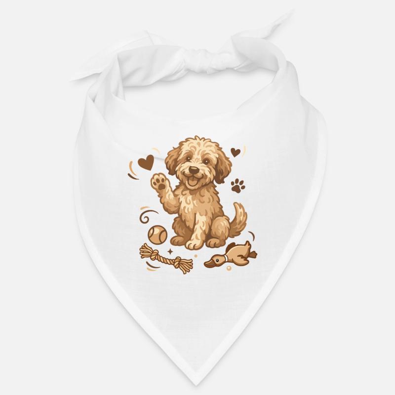 Chiot Doodle avec des jouets Bandana
