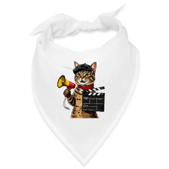 Kino Katze Regie: Filmkatze mit Megafon - Bandana - Weiß - Vorne