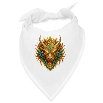 Goldener Drachenkopf Flammenpracht - Bandana - Weiß - Vorne