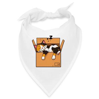Katze schläft im Karton - Bandana - Weiß - Vorne