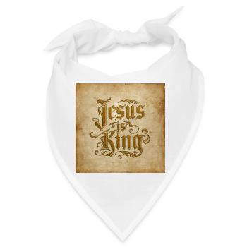Jesus ist König: Ornamentale Typografie - Bandana - Weiß - Vorne