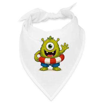 Monster mit Badehose - Bandana - Weiß - Vorne