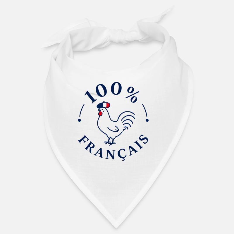 Coq 100% Français avec béret drapeau Bandana