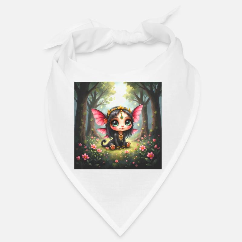 Fée chibi aux ailes de papillon dans la forêt Bandana