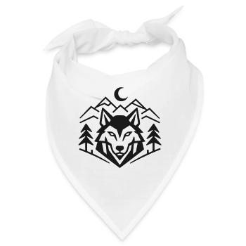 Geometric Wolfpack Emblem: Minimalist Wolf Shirt - Bandana - Weiß - Vorne