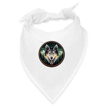Geometrisches Wolf Mountain Forest Abzeichen-Design - Bandana - Weiß - Vorne