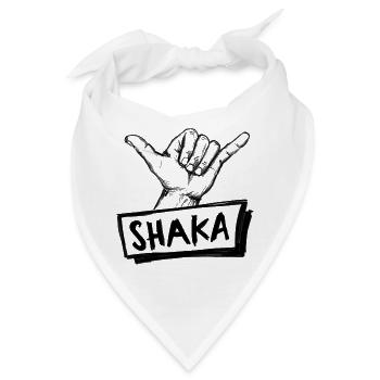 Shaka Surfgruß Handzeichen – Illustration - Bandana - Weiß - Vorne