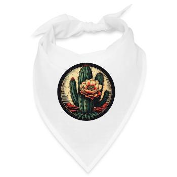 Kaktusblüte im Vintage Rahmen - Bandana - Weiß - Vorne
