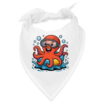 Lustiger Oktopus mit Taucherbrille - Bandana - Weiß - Vorne
